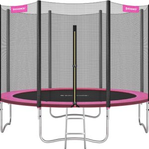 SONGMICS Outdoor Trampoline Ø 366cm, Round Garden Trampoline with Safety Net, Ladder and Padded Poles