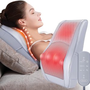 Boriwat Back Massager with Heat, 3D Kneading Massage Pillow for Back, Neck, Shoulder, Leg Pain Relief Deep Tissue, Gifts for Women Men Mom Dad, FSA HSA Eligible