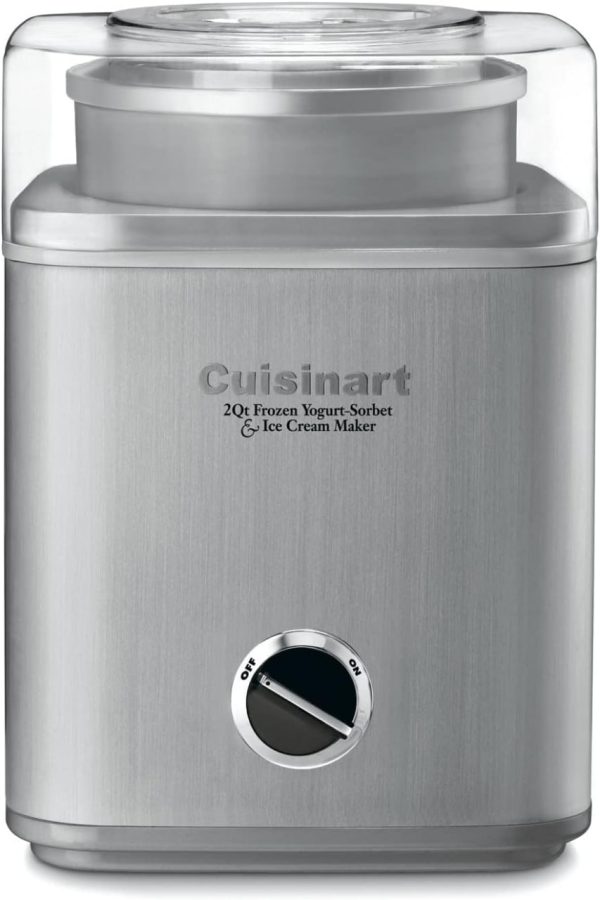 CUISINART Ice Cream Maker, Ice Cream and Frozen Yogurt Machine, 2-Qt. Double-Insulated Freezer Bowl, Silver, ICE-30BCP1