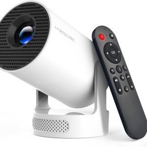 Mini Projector 4K support with WiFi 6 and Bluetooth 5.4, 5w Soundbase Speaker, Auto Vertical Keystone 180°Rotatable Portable Proyector for Home Bedroom Outdoor HY300Pro+