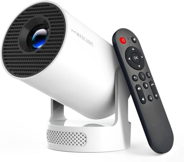 Mini Projector 4K support with WiFi 6 and Bluetooth 5.4, 5w Soundbase Speaker, Auto Vertical Keystone 180°Rotatable Portable Proyector for Home Bedroom Outdoor HY300Pro+