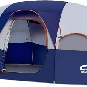 CAMPROS CP Tent 8 Person Camping Tents, Weather Resistant Family Tent, 5 Large Mesh Windows, Double Layer, Divided Curtain for Separated Room, Portable with Carry Bag