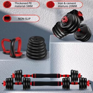 Adjustable Dumbbells, 10/25/35/55/70/90lbs Free Weight Set with Connector, 4 in1 Dumbbells Set Used as Barbell, Kettlebells, Push up Stand, Fitness Exercises for Home Gym Suitable Men/Women