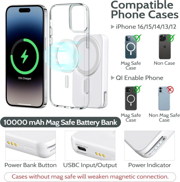 Mag-Safe Magnetic Charging Dock Wireless Charging Station: 3-in-1 10,000mAh Portable Power Bank, Compatible with iPhone 16/15/14/13/12 Series and Apple Watch - Magnetic Charging Dock (Black)（white） - Image 10