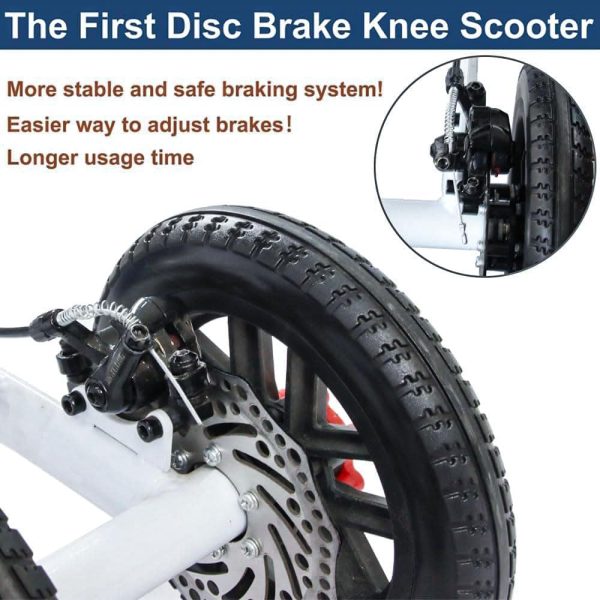 All Terrain Steerable Knee Scooter Crutch Alternative，Deluxe Medical Scooter Double Handbrake,for Adults Injured Ankle & Foot Recovery Scooter in Black - Image 10