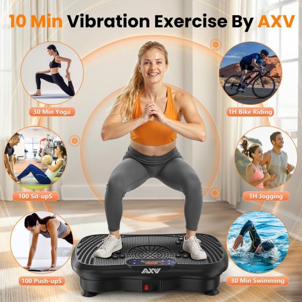 AXV Vibration Plate Fitness Platform Exercise Machine Vibrating Lymphatic Drainage Shaking Full Body Shaker Workout Vibrate Stand Shake Board Sport Gym for Weight Loss Fat Burner for Women Men - Image 2