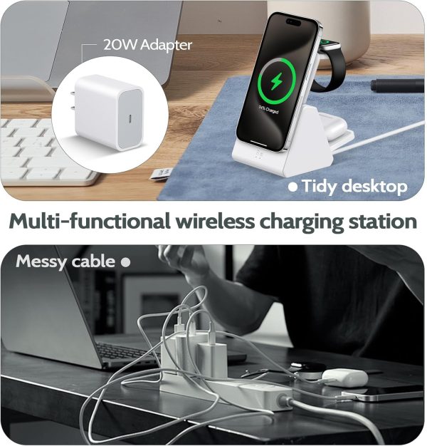 Mag-Safe Magnetic Charging Dock Wireless Charging Station: 3-in-1 10,000mAh Portable Power Bank, Compatible with iPhone 16/15/14/13/12 Series and Apple Watch - Magnetic Charging Dock (Black)（white） - Image 12