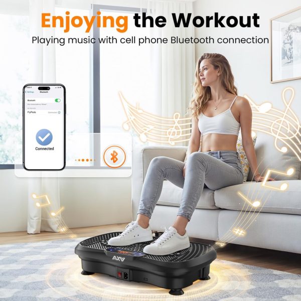 AXV Vibration Plate Fitness Platform Exercise Machine Vibrating Lymphatic Drainage Shaking Full Body Shaker Workout Vibrate Stand Shake Board Sport Gym for Weight Loss Fat Burner for Women Men - Image 3
