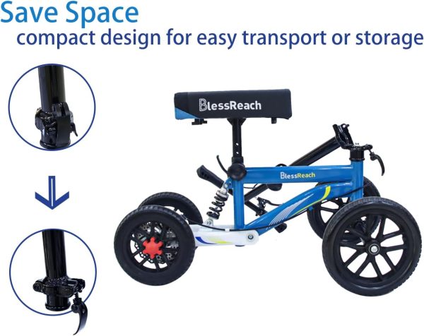 All Terrain Steerable Knee Scooter Crutch Alternative，Deluxe Medical Scooter Double Handbrake,for Adults Injured Ankle & Foot Recovery Scooter in Black - Image 12