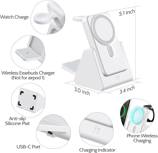Mag-Safe Magnetic Charging Dock Wireless Charging Station: 3-in-1 10,000mAh Portable Power Bank, Compatible with iPhone 16/15/14/13/12 Series and Apple Watch - Magnetic Charging Dock (Black)（white） - Image 13