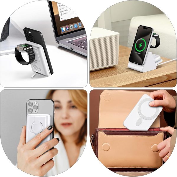 Mag-Safe Magnetic Charging Dock Wireless Charging Station: 3-in-1 10,000mAh Portable Power Bank, Compatible with iPhone 16/15/14/13/12 Series and Apple Watch - Magnetic Charging Dock (Black)（white） - Image 14