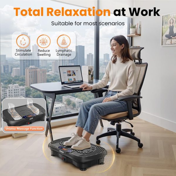 AXV Vibration Plate Fitness Platform Exercise Machine Vibrating Lymphatic Drainage Shaking Full Body Shaker Workout Vibrate Stand Shake Board Sport Gym for Weight Loss Fat Burner for Women Men - Image 6