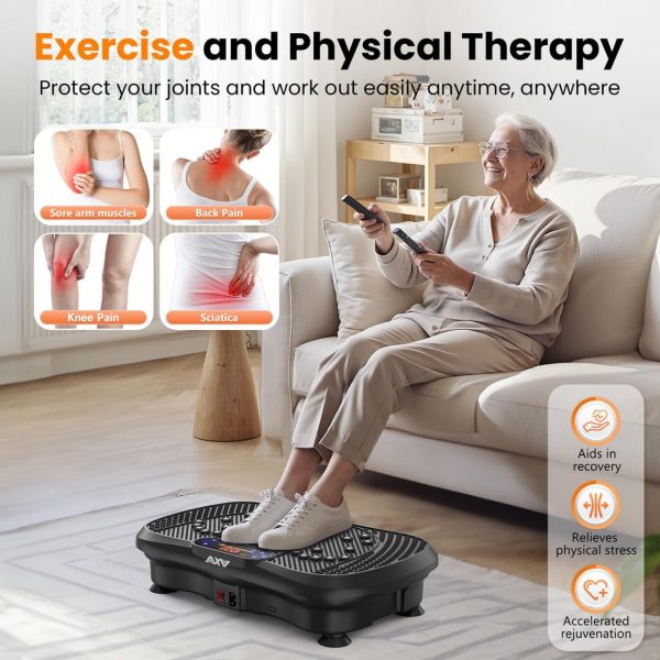 AXV Vibration Plate Fitness Platform Exercise Machine Vibrating Lymphatic Drainage Shaking Full Body Shaker Workout Vibrate Stand Shake Board Sport Gym for Weight Loss Fat Burner for Women Men - Image 7