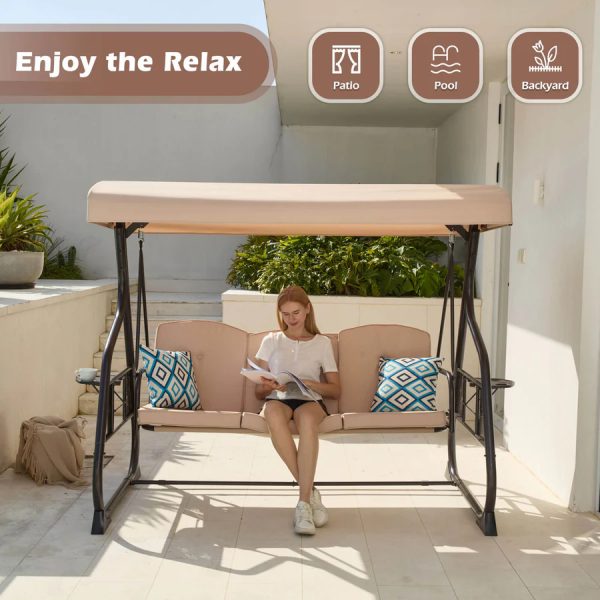 ZZW 3 Seat Metal Porch Swing with Stand 800Lbs - Image 7