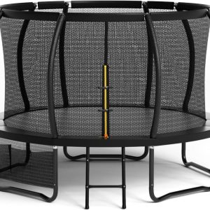 Flamaker Outdoor Children's Trampoline, Garden Trampoline Ø 366/427cm with Net, Ground Anchor, Sturdy Frame Construction, Weatherproof and Rustproof, Outdoor Trampoline for Children & Adults, Load Capacity 160kg