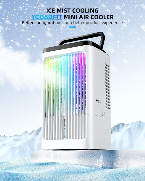 Portable air conditioner, 1500 ml fan, 4 speeds, 7-color LED lighting, 2 spray functions, and 1-8 hour timer, perfect for bedrooms and offices. - Image 2