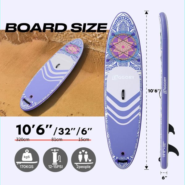 Inflatable Paddle Board,Stand Up Paddle Board Set, Extra Wide SUP Board with Removable Fin, Floating Paddle, Hand Pump, Waterproof Phone Pouch,Traveling Board - Image 2