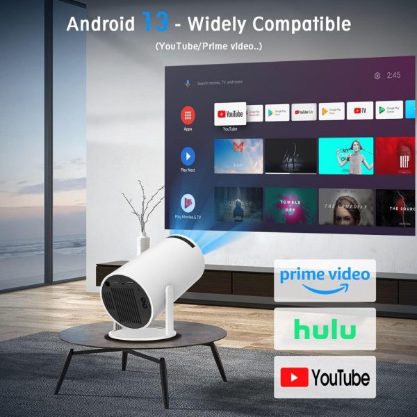 Mini Projector, HY300 PRO Portable Projector, Support 4K 1080P with Dual-Band WIFI6 5G Wireless 5.2 Bluetooth Android 11, 180° Rotatable, Auto Keystone Correction, 35"-130" Screen Video Projector - Image 2