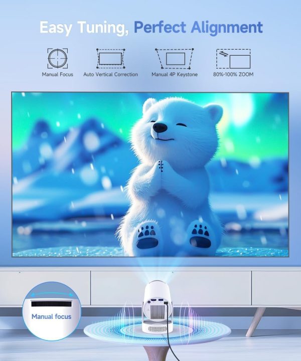 Mini Projector 4K support with WiFi 6 and Bluetooth 5.4, 5w Soundbase Speaker, Auto Vertical Keystone 180°Rotatable Portable Proyector for Home Bedroom Outdoor HY300Pro+ - Image 2