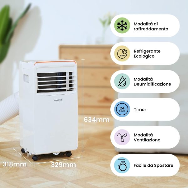 COMFEE' Portable Air Conditioner 9000 BTU/H, AMBRA 10C, 2.6kW, 25㎡/68m³, 3-in-1 Portable Air Conditioner, Fan, Cooling, Dehumidification, 24H Timer, Sleep Mode, Follow-me Function [Energy Efficiency Class A] - Image 5