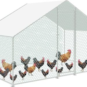 Sonnewelt Freilaufgehege 3x2x2m Hühnerstall Verzinkter Stahl Kleintierstall Hühnerhaus Dach Geflügelstall mit Sonnenschutzdach und Tür für Haustierkäfig Hühnerkäfig Vogelkäfig Kleintiere Pflanzen
