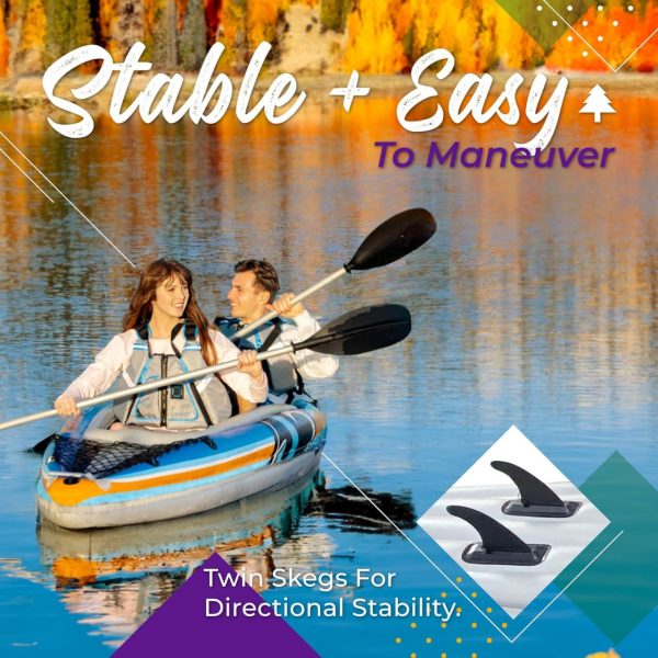 Sunlite Sports 2-Person Inflatable Kayak with Aluminum Oars (136" x 33"), High Output Air Pump and Storage Bag, Double Tandem Kayak for Adults, Two Person Canoe and Kayak, Good for Lakes and Rivers - Image 3