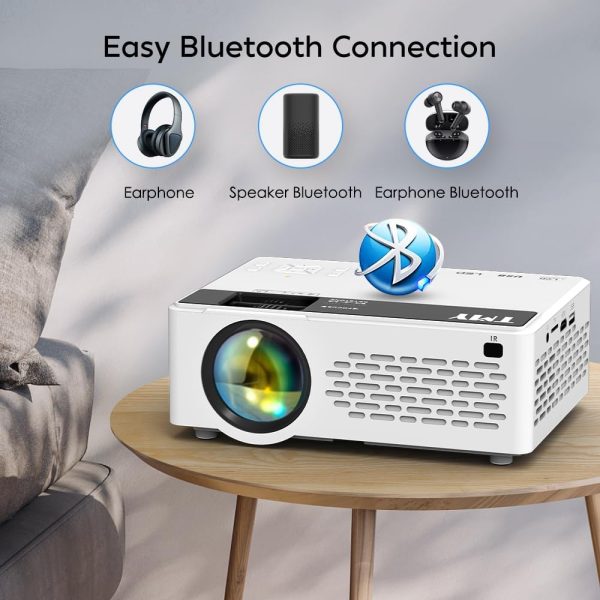 TMY Mini Projector, Upgraded Bluetooth Projector with Screen, 1080P Full HD Portable Projector, Movie Projector Compatible with TV Stick Smartphone/HDMI/USB, indoor & outdoor use - Image 3