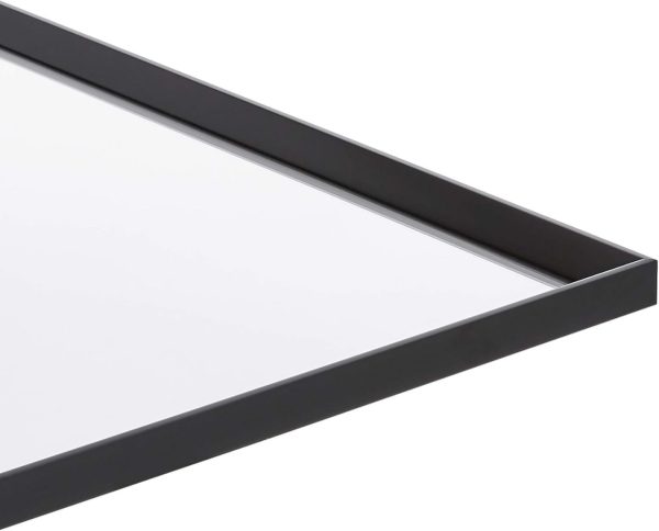 Basics Rectangular Wall Mount Mirror 24" x 36", Peaked Trim, Black - Image 3