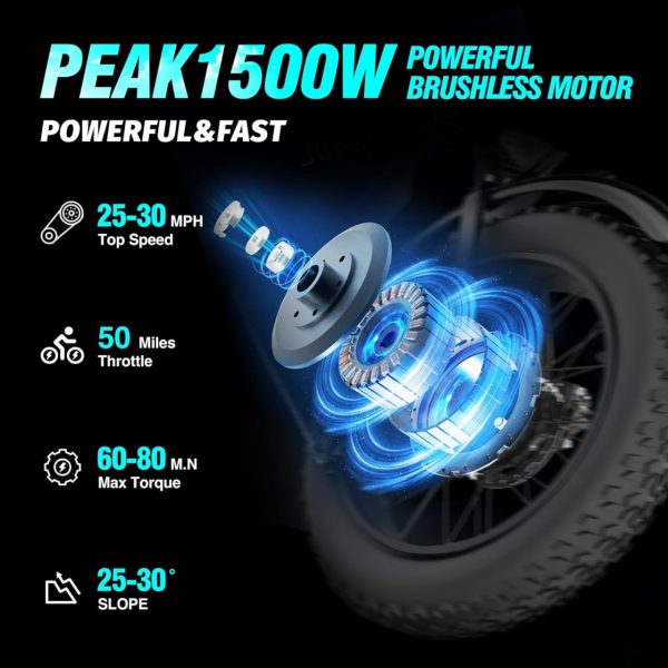 Electric Bike for Adults Q20, 2000/1500W, 37/30MPH,52V 40AH,48V/20AH E-Bike,30-180 Miles Electric Motorcycle, 20" Fat Tire Dirt Bike, UL2849 All Terrain for Mountains, Snow, Sand, Road - Image 3