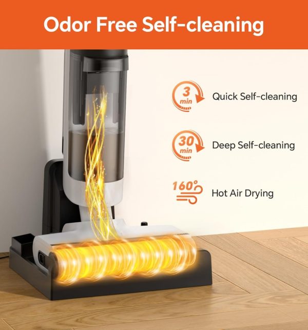 IMAGIC M3 Wet Dry Vacuum Cleaner, Cordless Vacuum Mop All in One for Hard Floors, Lightweight Floor Cleaner for Sticky Messes with Edge Cleaning, Self-Cleaning and Hot Air Drying, White - Image 3
