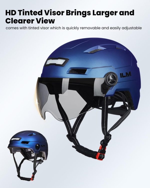 ILM Adult Bike Helmet with USB Rechargeable LED Front and Back Light Mountain&Road Bicycle Helmets for Men Women Removable Goggle Cycling Helmet E3-10L - Image 3