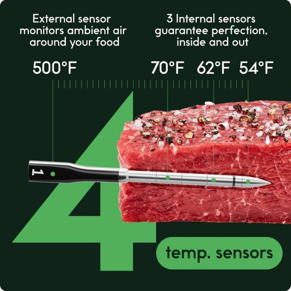 CHEF iQ Sense Smart Wireless Meat Thermometer with Ultra-Thin Probe, Unlimited Range Bluetooth Meat Thermometer, Digital Food Thermometer for Remote Monitoring of BBQ Grill, Oven, Smoker, Air Fryer - Image 3