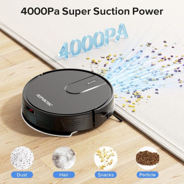 Robot Vacuum Cleaner Robot Vacuum and Mop Combo with 4000Pa Suction, Personalized Cleaning Adjustments, Self-Charging Robotic Vacuum Cleaner, Advanced Obstacle Avoidance - Image 3