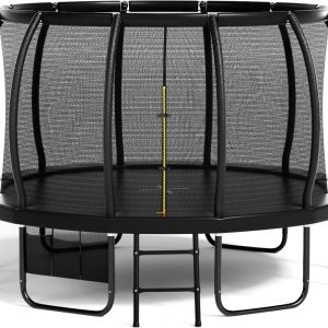 Flamaker Outdoor Children's Trampoline, Garden Trampoline Ø 427cm with Net, Ground Anchor, Sturdy Frame Construction, Weatherproof and Rustproof, Outdoor Trampoline for Children & Adults, Load Capacity 160kg