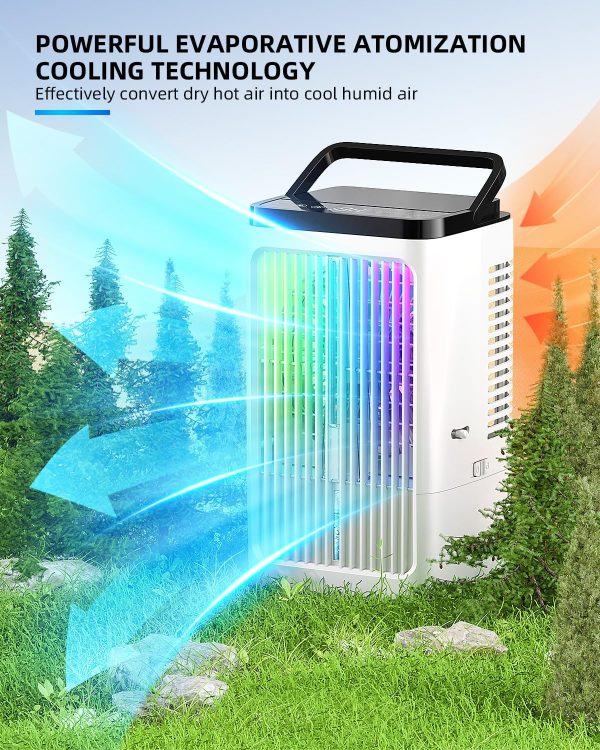 Portable air conditioner, 1500 ml fan, 4 speeds, 7-color LED lighting, 2 spray functions, and 1-8 hour timer, perfect for bedrooms and offices. - Image 4