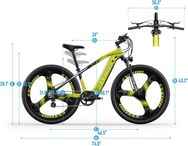 cysum 29" Electric Bike for Men, Electric Mountain Bike, 75Nm Off-Road Ebike for Adults, MTB Electric Bike for Women, Removable Li-Battery 672Wh, Range 75-85km, Hydraulic Disc Brake - Image 4