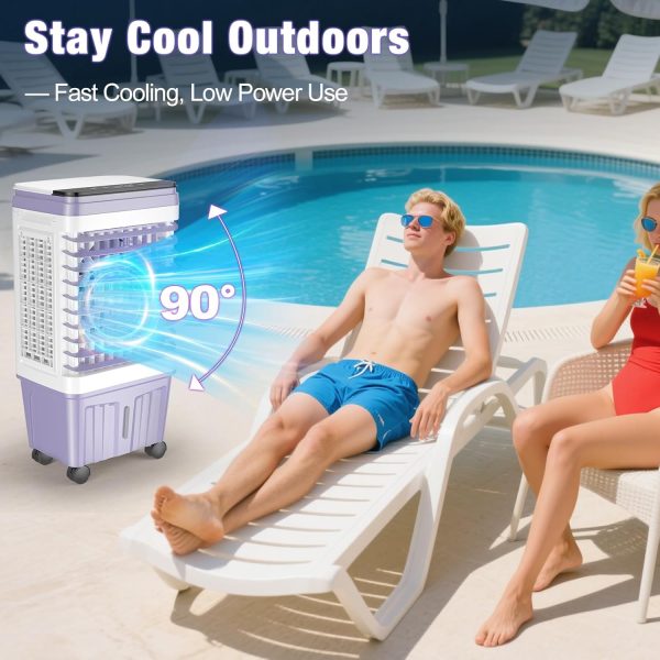 Tragbare Klimaanlagen, 2500 CFM Verdunstungskühler mit 6,87 Gallonen Wassertank, 3-stufiger Ventilator, 25 dB Verdunstungskühler mit 16-Fuß-Fernbedienung, 120°-Oszillation, 7,5-Stunden-Smart-Timer, 4 Eisbeutel - Image 4
