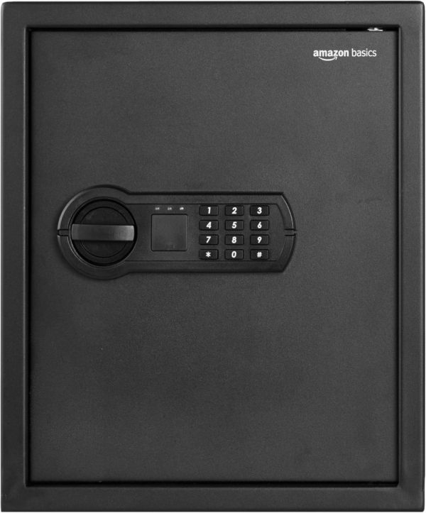 Basics Steel Home Security Safe with Programmable Electronic Combination Lock for Documents, Jewelry, Valuables, 1.52 Cubic Feet, Black, 13.8"W x 13"D x 16.5"H - Image 4