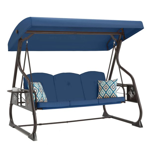 ZZW 3 Seat Metal Porch Swing with Stand 800Lbs - Image 9