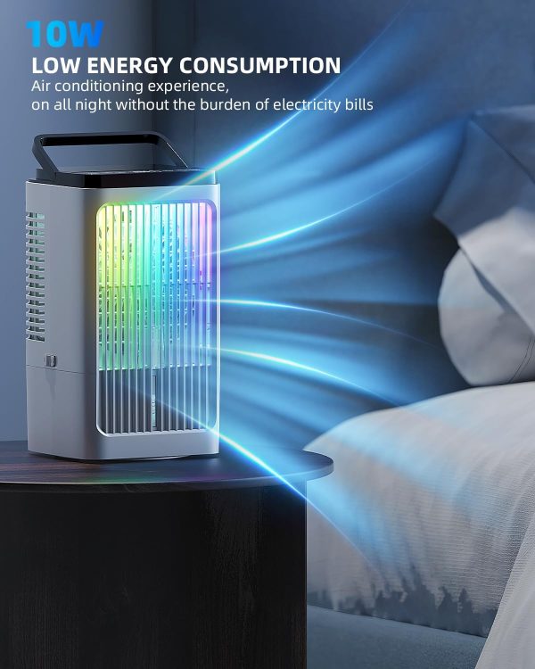 Portable air conditioner, 1500 ml fan, 4 speeds, 7-color LED lighting, 2 spray functions, and 1-8 hour timer, perfect for bedrooms and offices. - Image 5