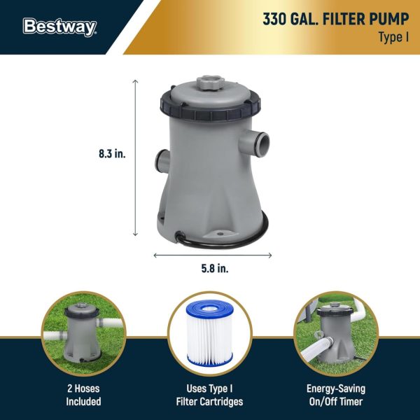Bestway Steel Pro MAX 10 Foot x 30 Inch Round Metal Frame Above Ground Outdoor Backyard Swimming Pool Set with 330 GPH Filter Pump - Image 5