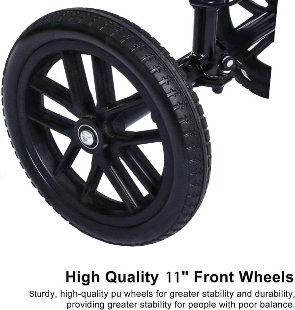 All Terrain Steerable Knee Scooter Crutch Alternative，Deluxe Medical Scooter Double Handbrake,for Adults Injured Ankle & Foot Recovery Scooter in Black - Image 5