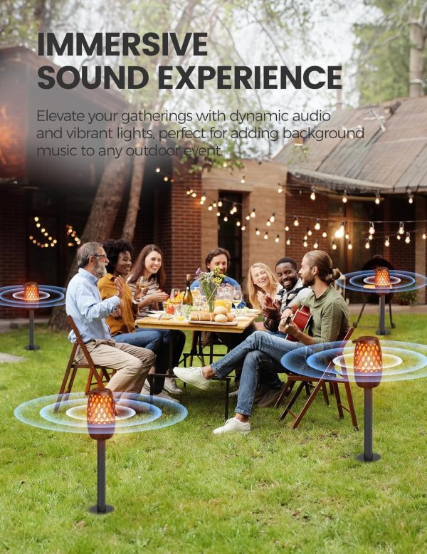 Upgraded Outdoor Speakers Gift for Men Bluetooth Speaker with lights Multi-Sync up to 100 Speakers Auto-Pairing HD Stereo Sound Cool Tech Gadgets for Him IPX5 Waterproof for Outside|Patio|Porch - Image 5