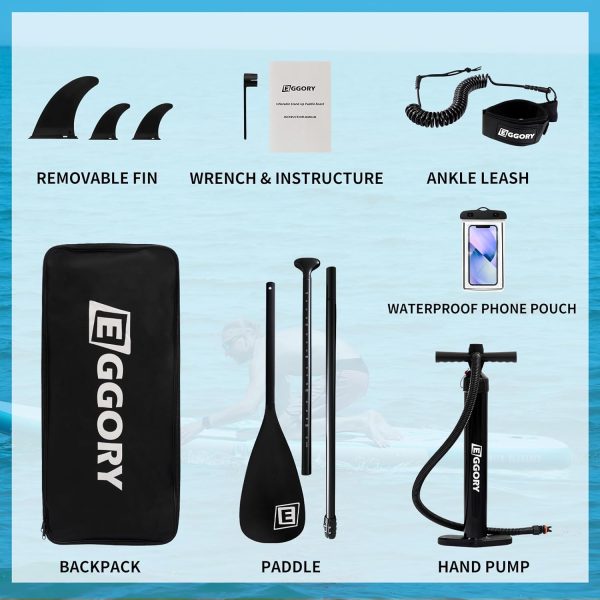 Inflatable Paddle Board,Stand Up Paddle Board Set, Extra Wide SUP Board with Removable Fin, Floating Paddle, Hand Pump, Waterproof Phone Pouch,Traveling Board - Image 5