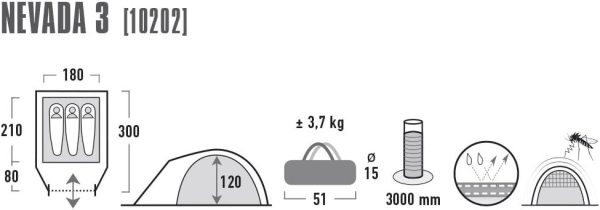 High Peak Nevada 3 Dome Tent Camping Tent with Stem, Igloo Tent for 3 People, Double Walled, Waterproof, Ventilation System, Weather Protection Entrance, Mosquito Protection - Image 5
