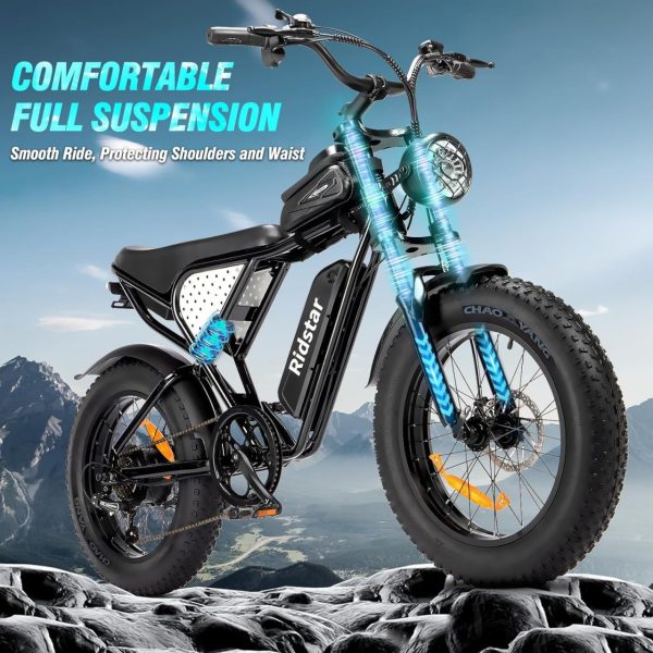 Electric Bike for Adults Q20, 2000/1500W, 37/30MPH,52V 40AH,48V/20AH E-Bike,30-180 Miles Electric Motorcycle, 20" Fat Tire Dirt Bike, UL2849 All Terrain for Mountains, Snow, Sand, Road - Image 5