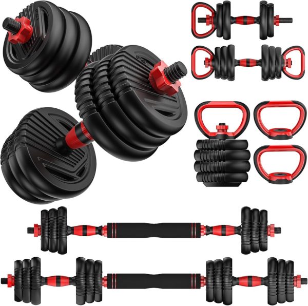 Adjustable Dumbbells, 10/25/35/55/70/90lbs Free Weight Set with Connector, 4 in1 Dumbbells Set Used as Barbell, Kettlebells, Push up Stand, Fitness Exercises for Home Gym Suitable Men/Women - Image 5