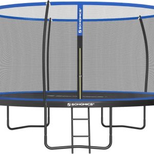 SONGMICS Outdoor Trampoline Ø 427 cm, Round Garden Trampoline for Children with Safety Net, Edge Cover, Ladder and Padded Poles