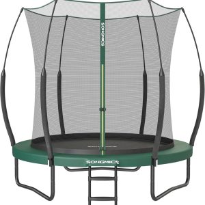 SONGMICS Springless Trampoline Ø 244 cm, Outdoor Trampoline for Children, Elastic Ropes, Zippered Safety Net, Fiberglass Poles, Safe, Quiet