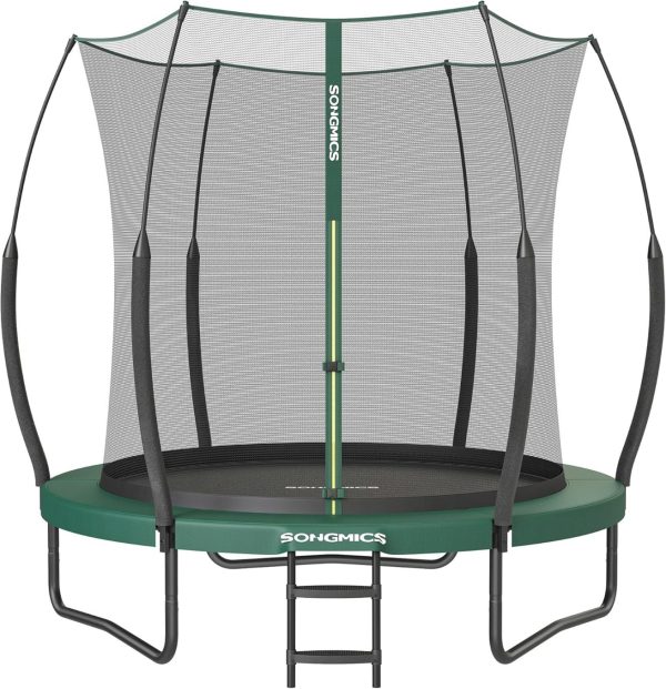 SONGMICS Springless Trampoline Ø 244 cm, Outdoor Trampoline for Children, Elastic Ropes, Zippered Safety Net, Fiberglass Poles, Safe, Quiet